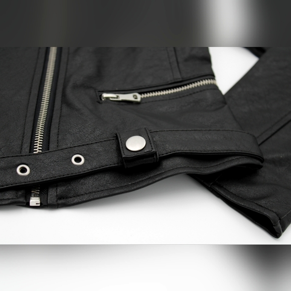 Juniors Black Faux Leather Jacket (S-L NWT) - Picture 2 of 10